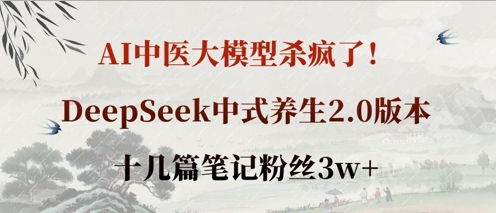 AI中医大模型杀疯了！DeepSeek中式养生2.0版本，十几篇笔记粉丝3w+-众创网