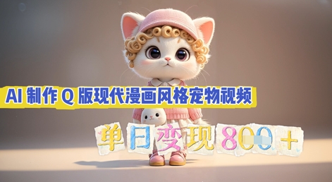 AI制作Q版现代漫画风格宠物视频，单日变现几张-众创网