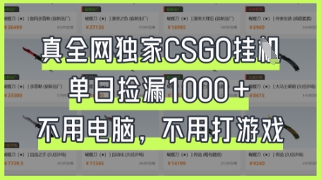 真全网独家CSGO挂G,单日捡漏1k+【揭秘】-众创网