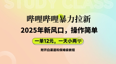 哔哩哔哩暴力拉新：2025年新风口，一单12元，一天数张(附开白渠道和保姆级教程)-众创网